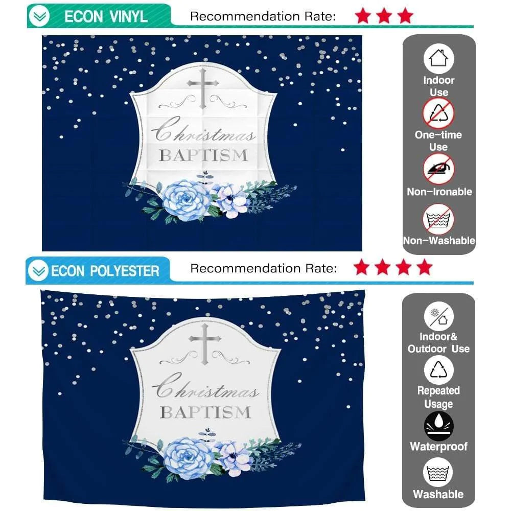 Allenjoy Christmas BAPTISM Sliver Dots  Navy Blue Backdrop - Allenjoystudio