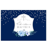 Allenjoy Christmas BAPTISM Sliver Dots  Navy Blue Backdrop
