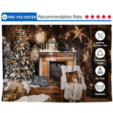 Allenjoy Christmas Tree Fireplace Wood Recliner Living Room Backdrop - Allenjoystudio