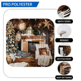 Allenjoy Christmas Tree Fireplace Wood Recliner Living Room Backdrop - Allenjoystudio
