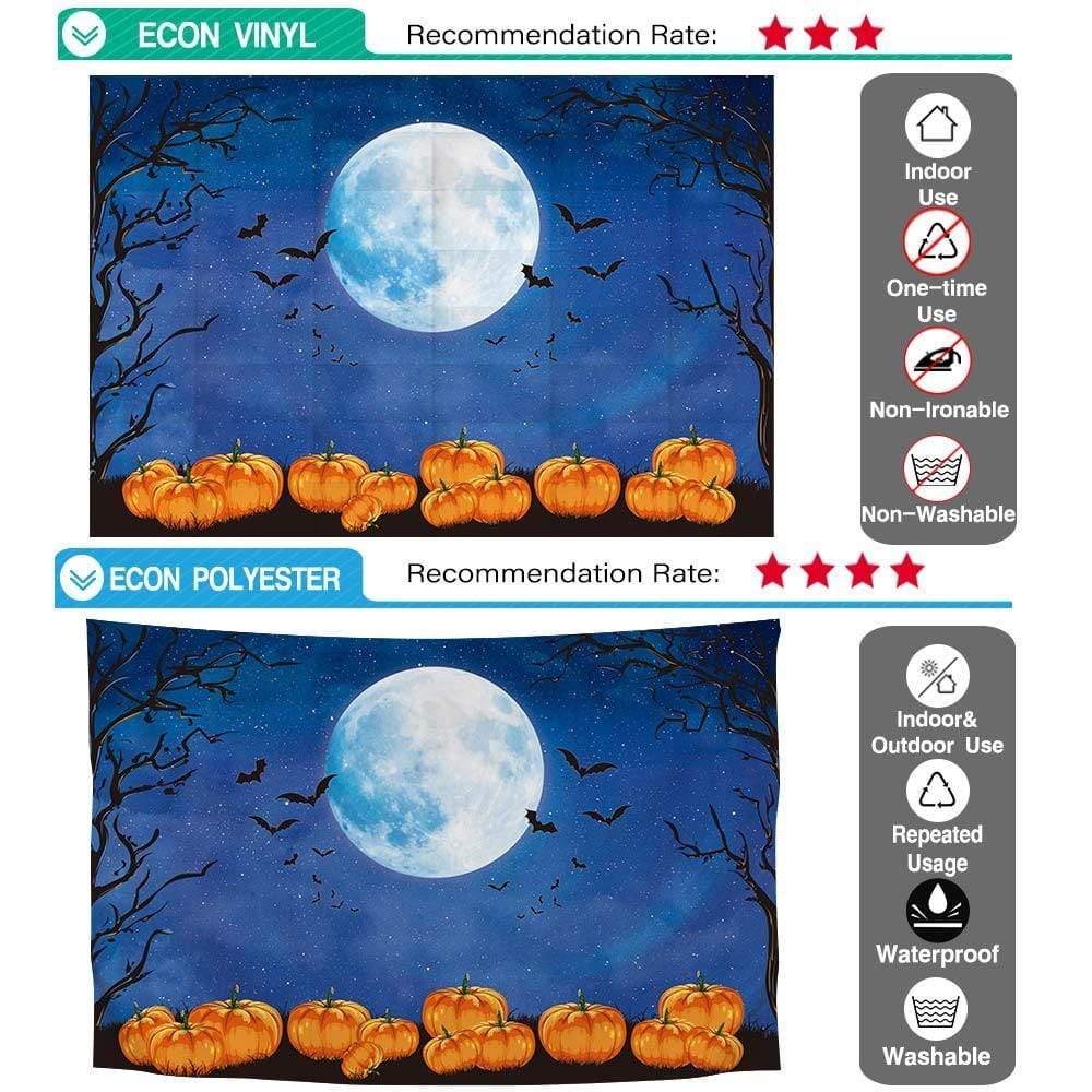 Allenjoy Halloween Starry Sky Fullmoon Bats Pumpkin Night Backdrop - Allenjoystudio