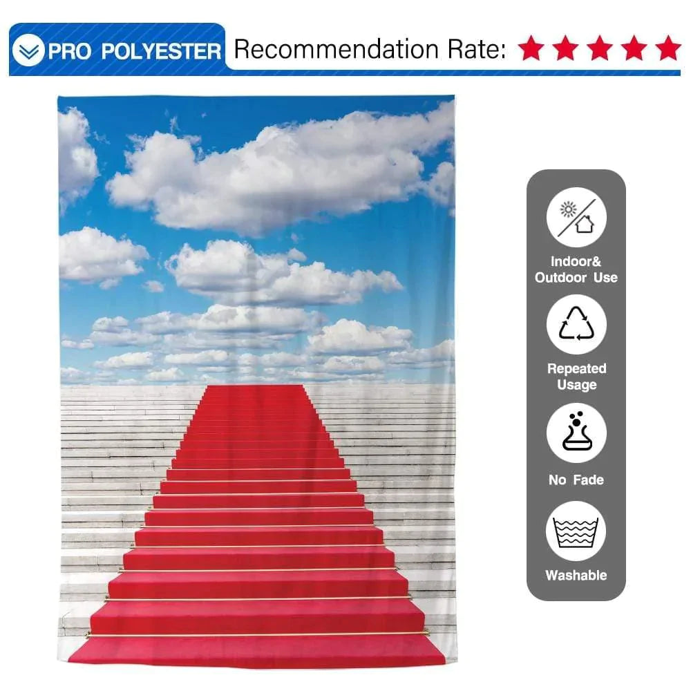 Allenjoy Backdrop for Photography Studio Red Carpet Clear Sky White Clouds Photocall - Allenjoystudio