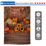 Allenjoy Autumn Pumpkin Flag Sunflower Wooden Backdrop - Allenjoystudio