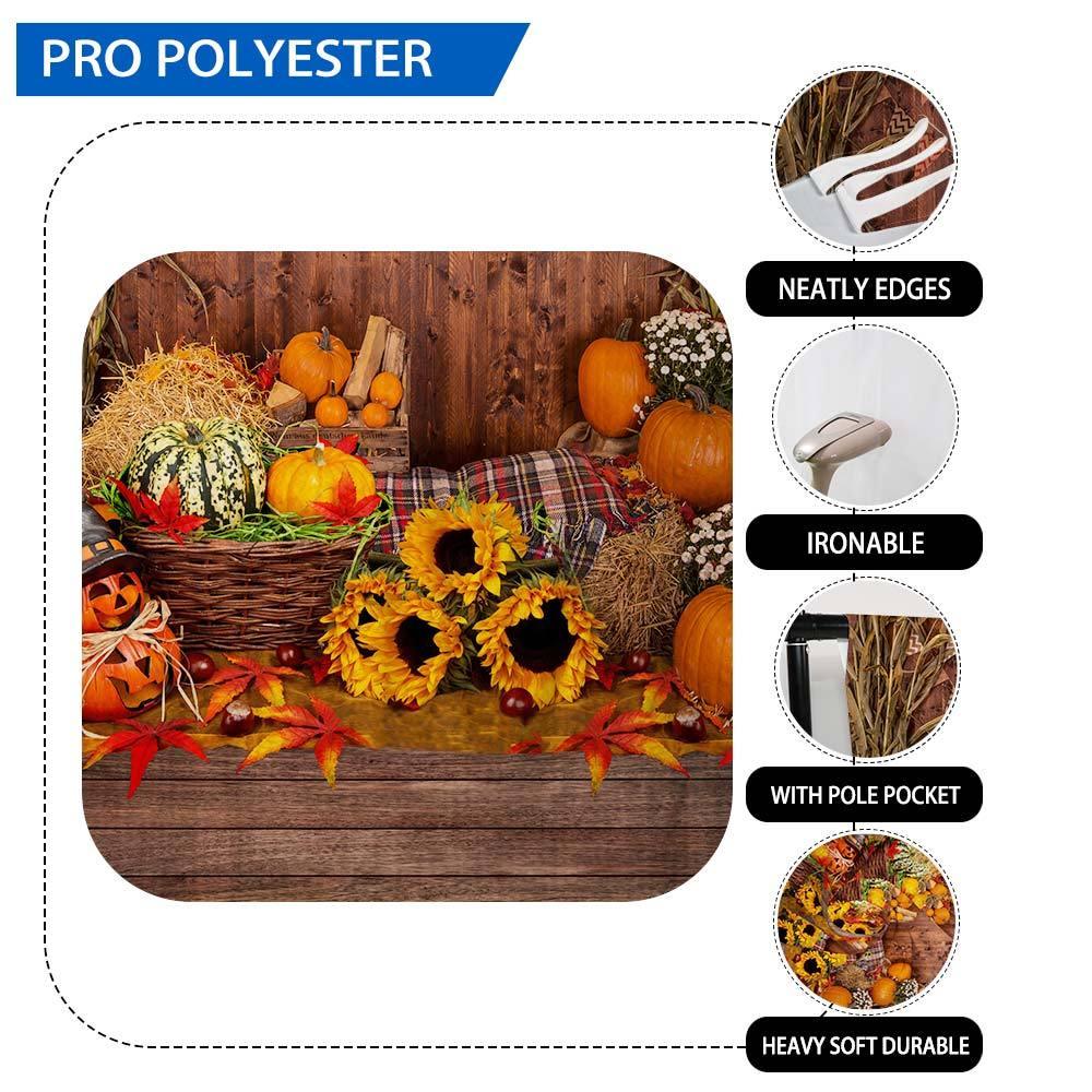 Allenjoy Autumn Pumpkin Flag Sunflower Wooden Backdrop - Allenjoystudio