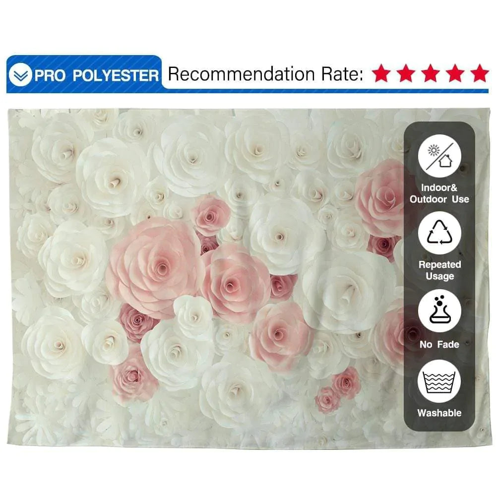 Allenjoy Backdrop for Wedding Valentine White and Pink Rose  Photography Background - Allenjoystudio