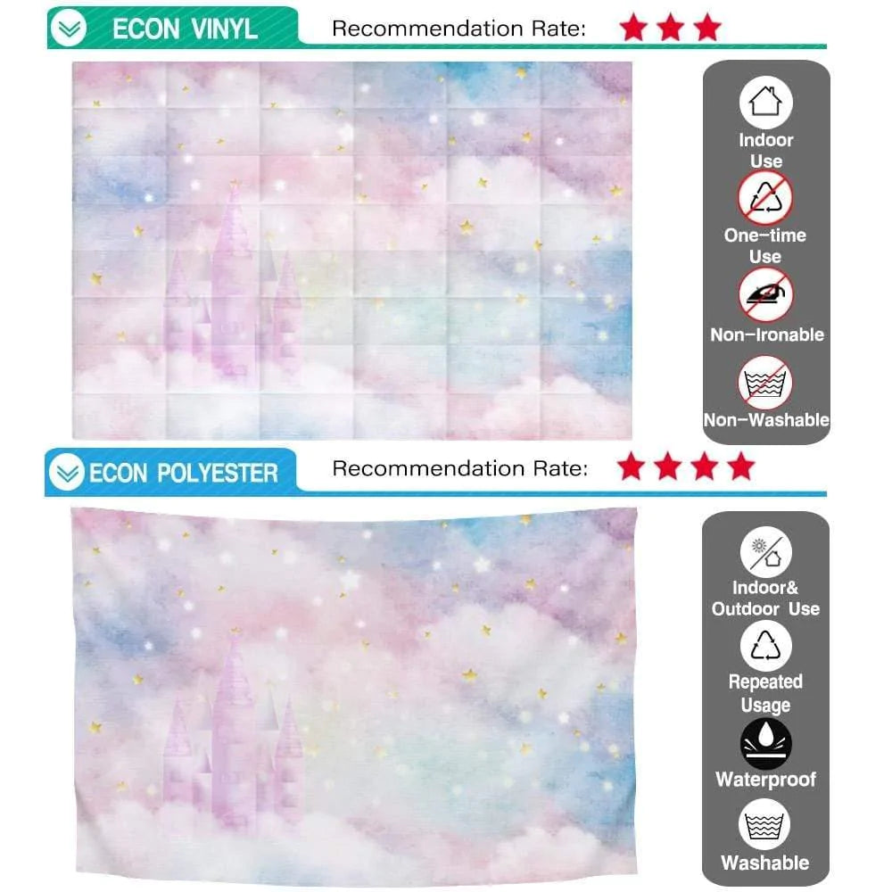 Allenjoy Glitter Stars Castle Clouds Backdrop for Cake Smash - Allenjoystudio