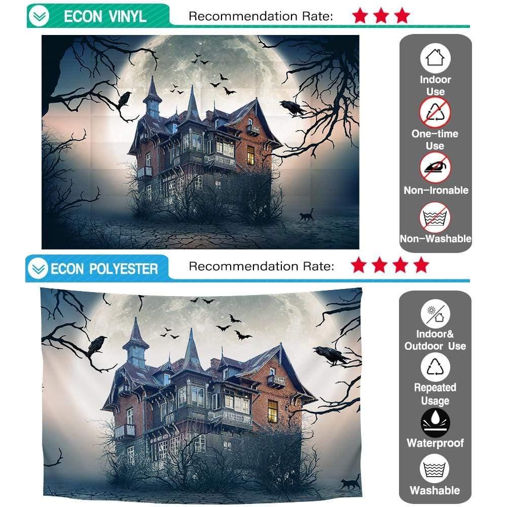 Allenjoy Halloween Castle Fullmoon Bat Gloomy Backdrop - Allenjoystudio