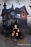 Allenjoy Halloween Castle Fullmoon Bat Gloomy Backdrop - Allenjoystudio