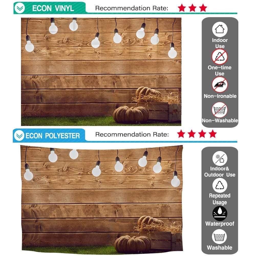 Allenjoy Lights on Wood Board Pumpkin on Grass for Photography Backdrop - Allenjoystudio