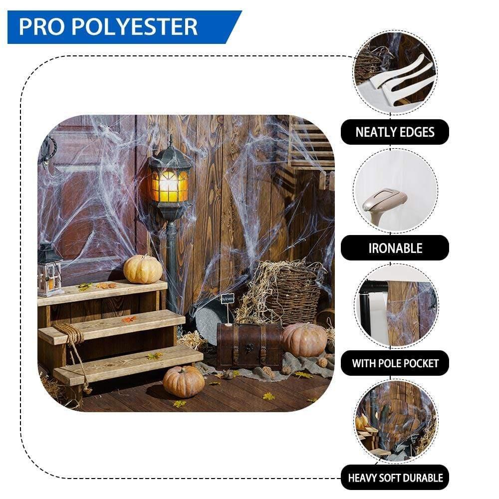 Allenjoy Witch Wood House Pumpkin Cobweb Halloween Backdrop - Allenjoystudio