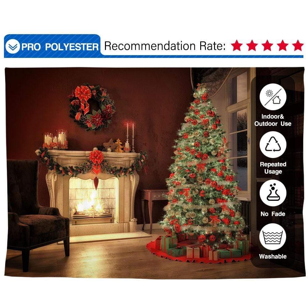 Allenjoy Christmas Fireplace Indoor Backdrop for Warm Family Portrait - Allenjoystudio