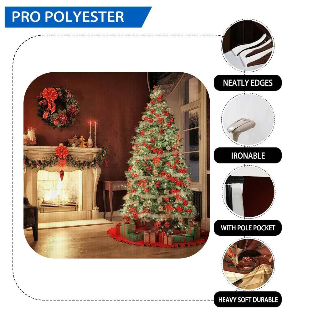 Allenjoy Christmas Fireplace Indoor Backdrop for Warm Family Portrait - Allenjoystudio