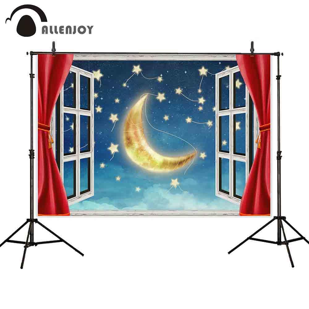 Allenjoy Backdrop Night Window Moon Fairy Tale Starry Sky Background Children Shooting - Allenjoystudio
