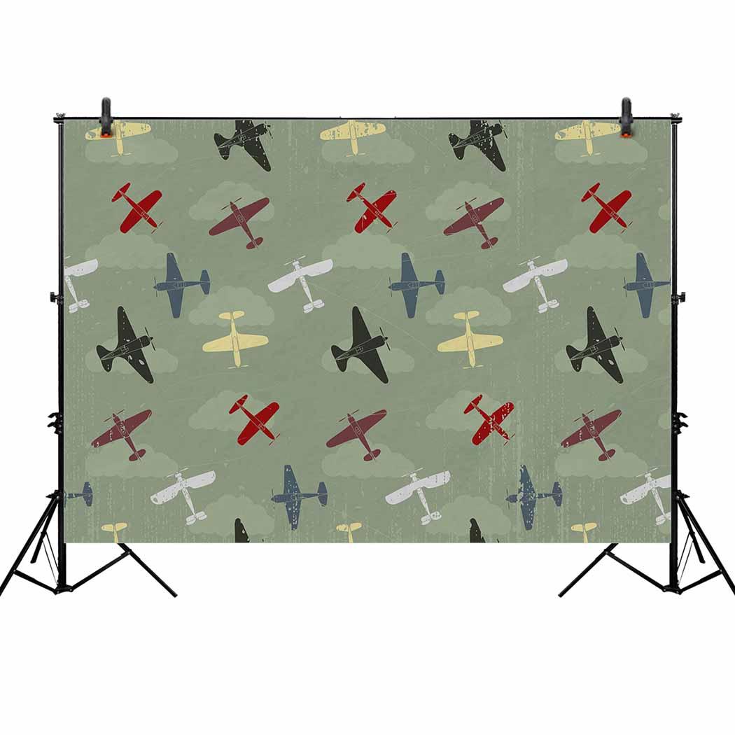 Allenjoy Backdrop of Photoshoot Retro Aircraft Patterns for Children Photocall - Allenjoystudio