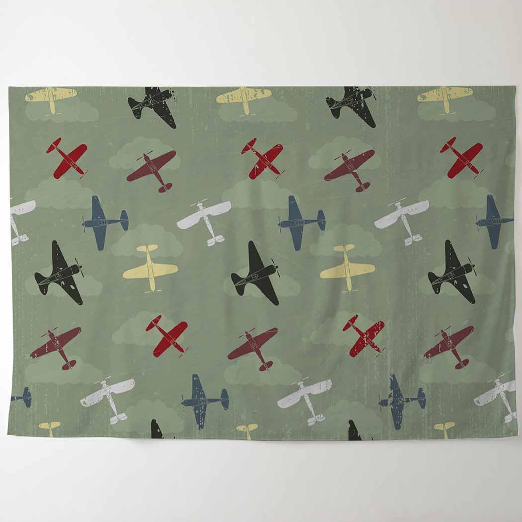 Allenjoy Backdrop of Photoshoot Retro Aircraft Patterns for Children Photocall - Allenjoystudio