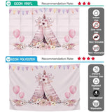 Allenjoy Pink Buntings Flowers Ballons Birthday Tent Backdrop - Allenjoystudio