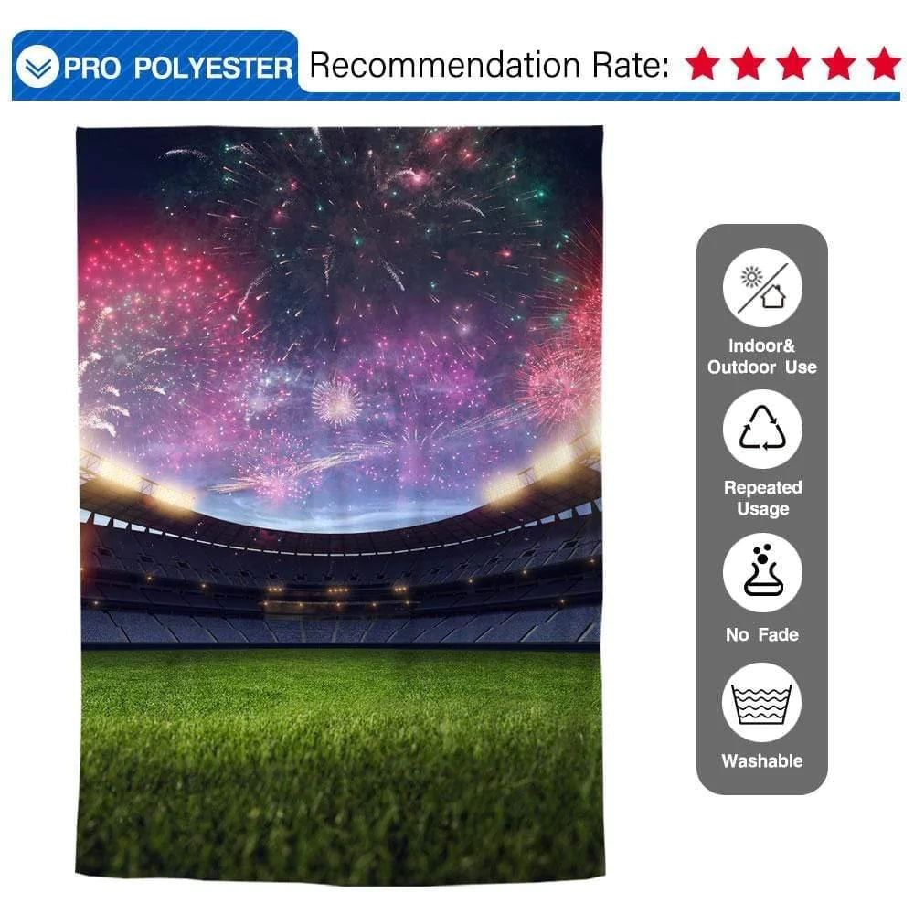 Allenjoy Backdrop Sports Fireworks over the Football Field - Allenjoystudio