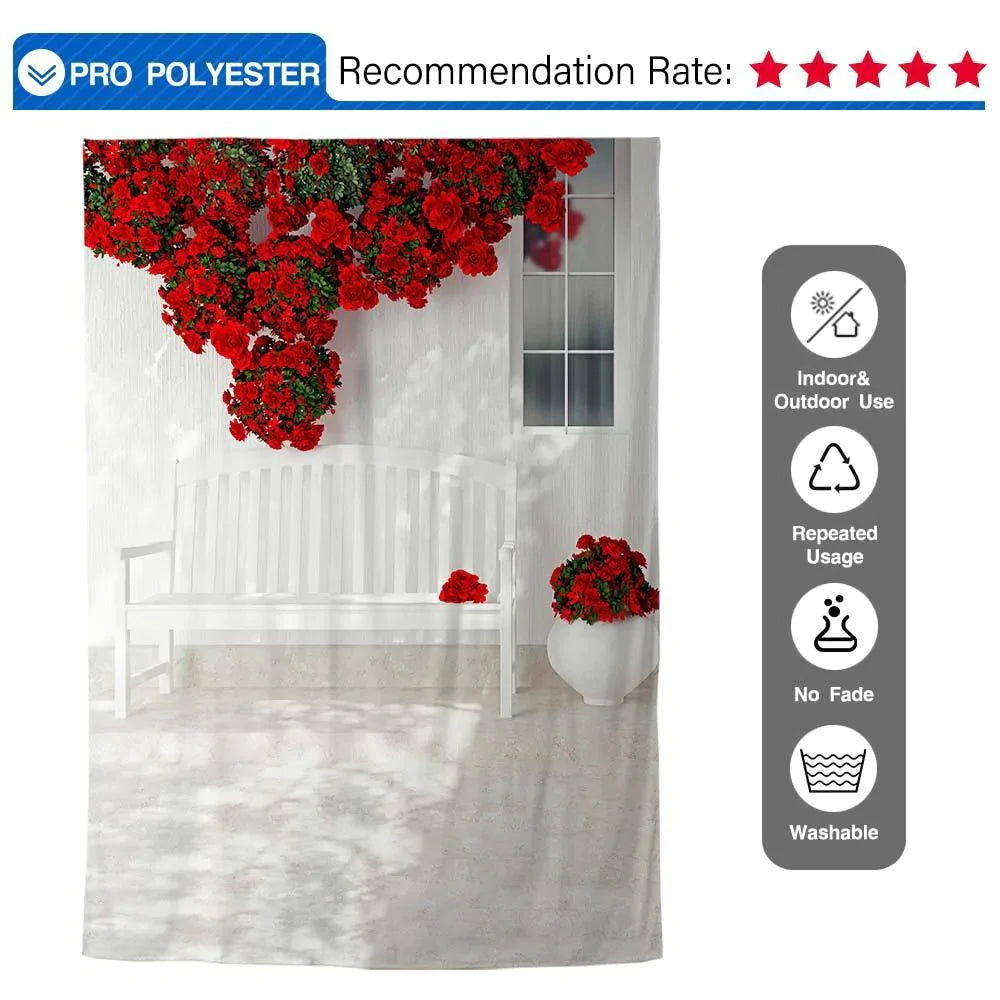 Allenjoy Rose Chair Outdoor White Wall Wedding Photography Backdrop - Allenjoystudio