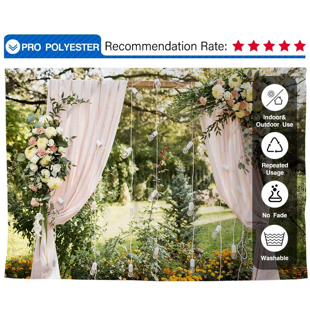 Allenjoy Wedding Backdrop  With Pink Curtain String of lights - Allenjoystudio