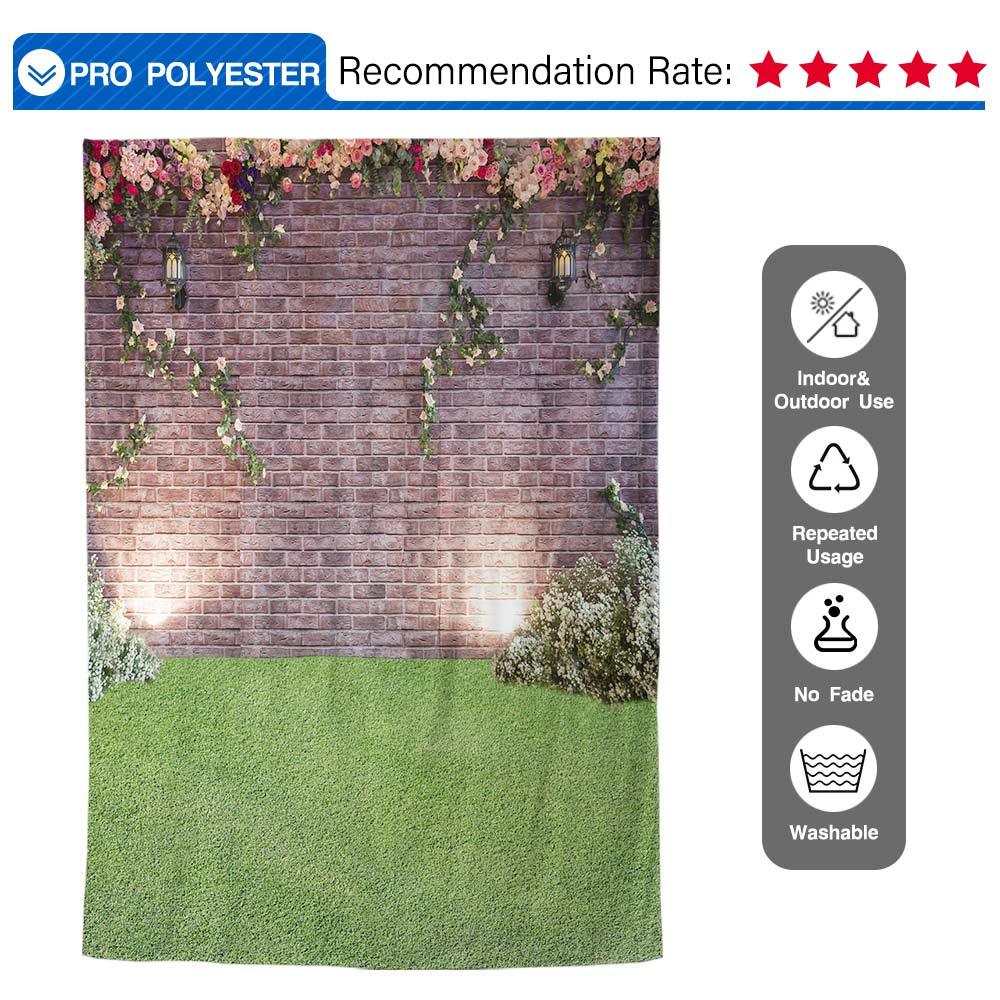 Allenjoy Brick Wall Grass Floor Wedding Photography Backdrop - Allenjoystudio