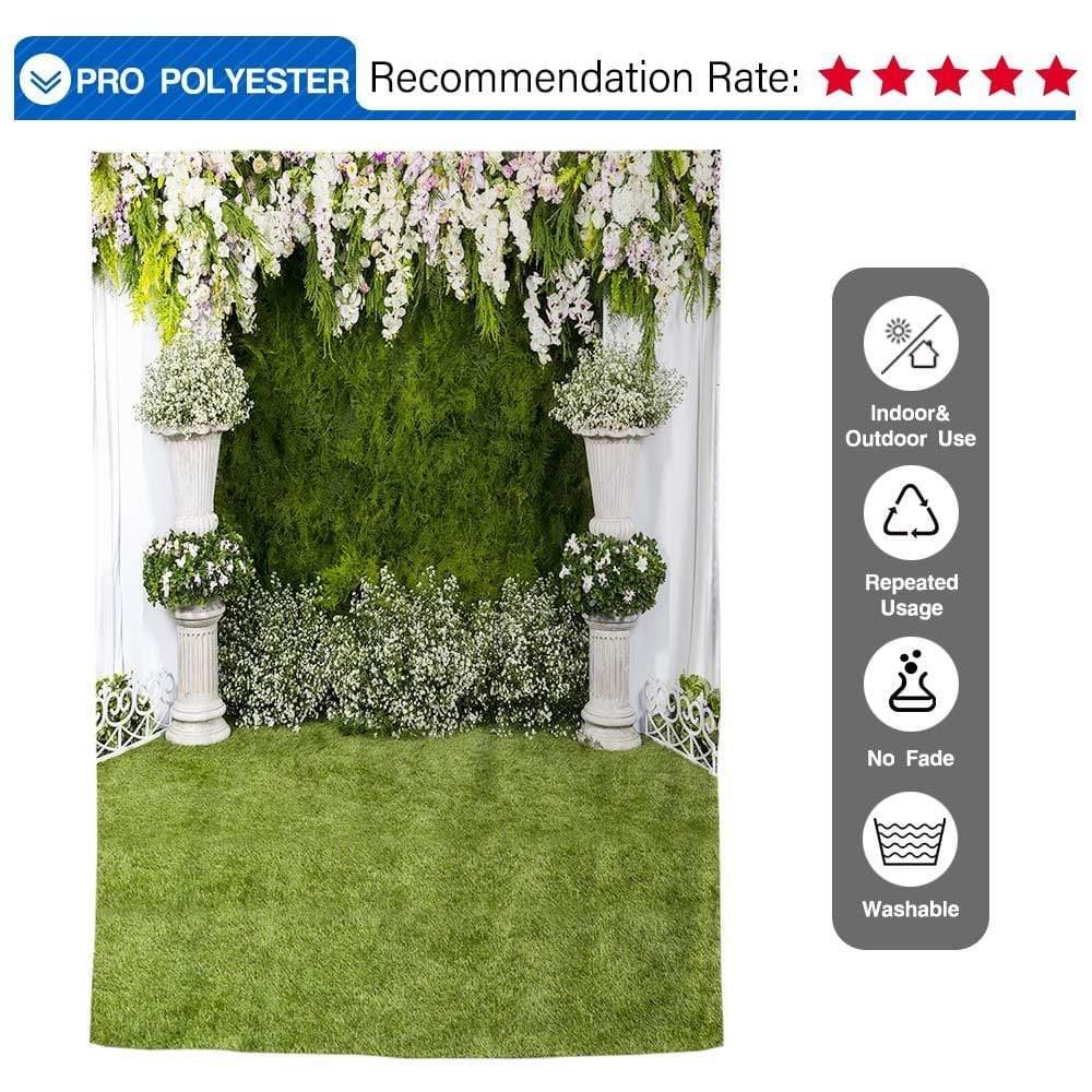 Allenjoy Wedding Stage White Vase Green Grass Photograpy Backdrop - Allenjoystudio