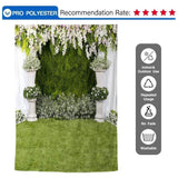Allenjoy Wedding Stage White Vase Green Grass Photograpy Backdrop - Allenjoystudio
