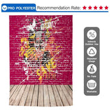 Allenjoy Backdrops Graffiti Brick Wall Red Wood Floor Background for Photography Newborn - Allenjoystudio