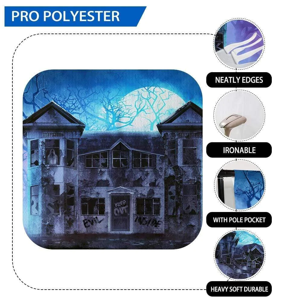 Allenjoy Halloween Shabby House Horrible Fog Ghost Photography Backdrop - Allenjoystudio