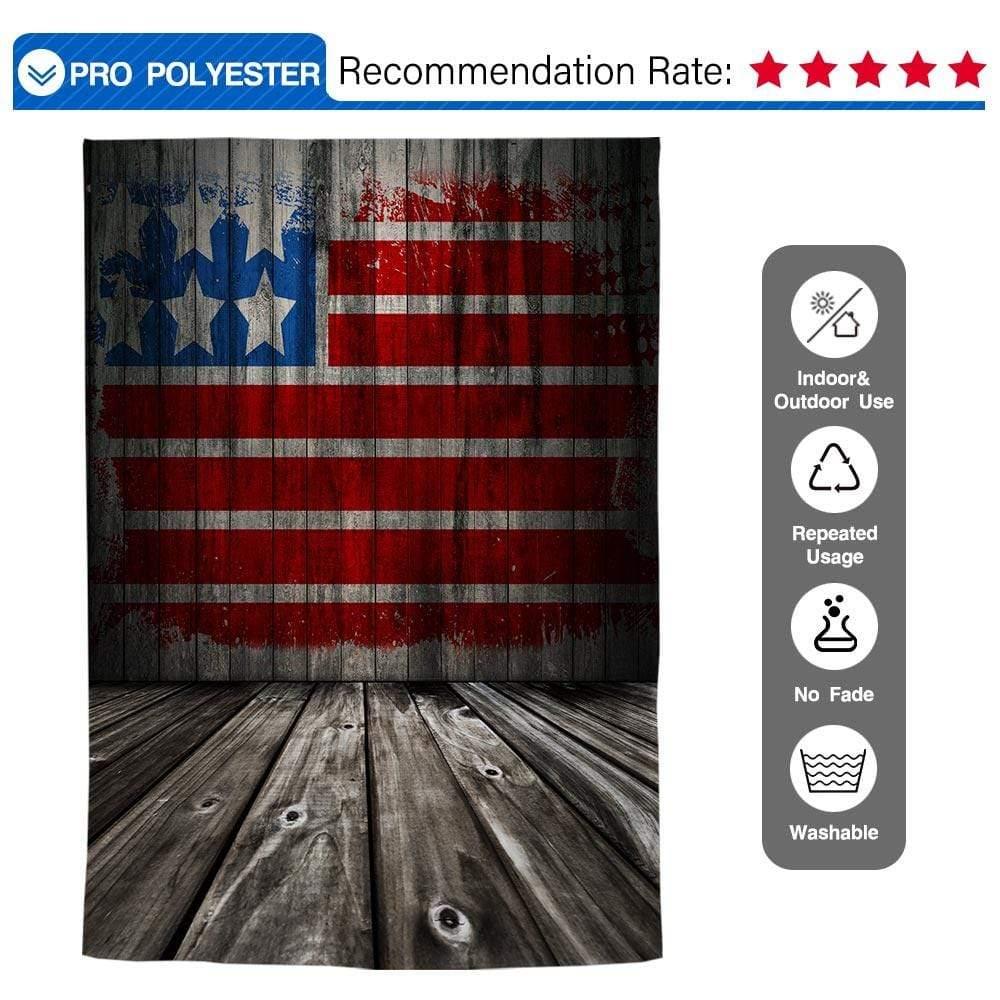 Allenjoy Independence Day Dark Vintage Patriotic USA Flag Wood Backdrop - Allenjoystudio