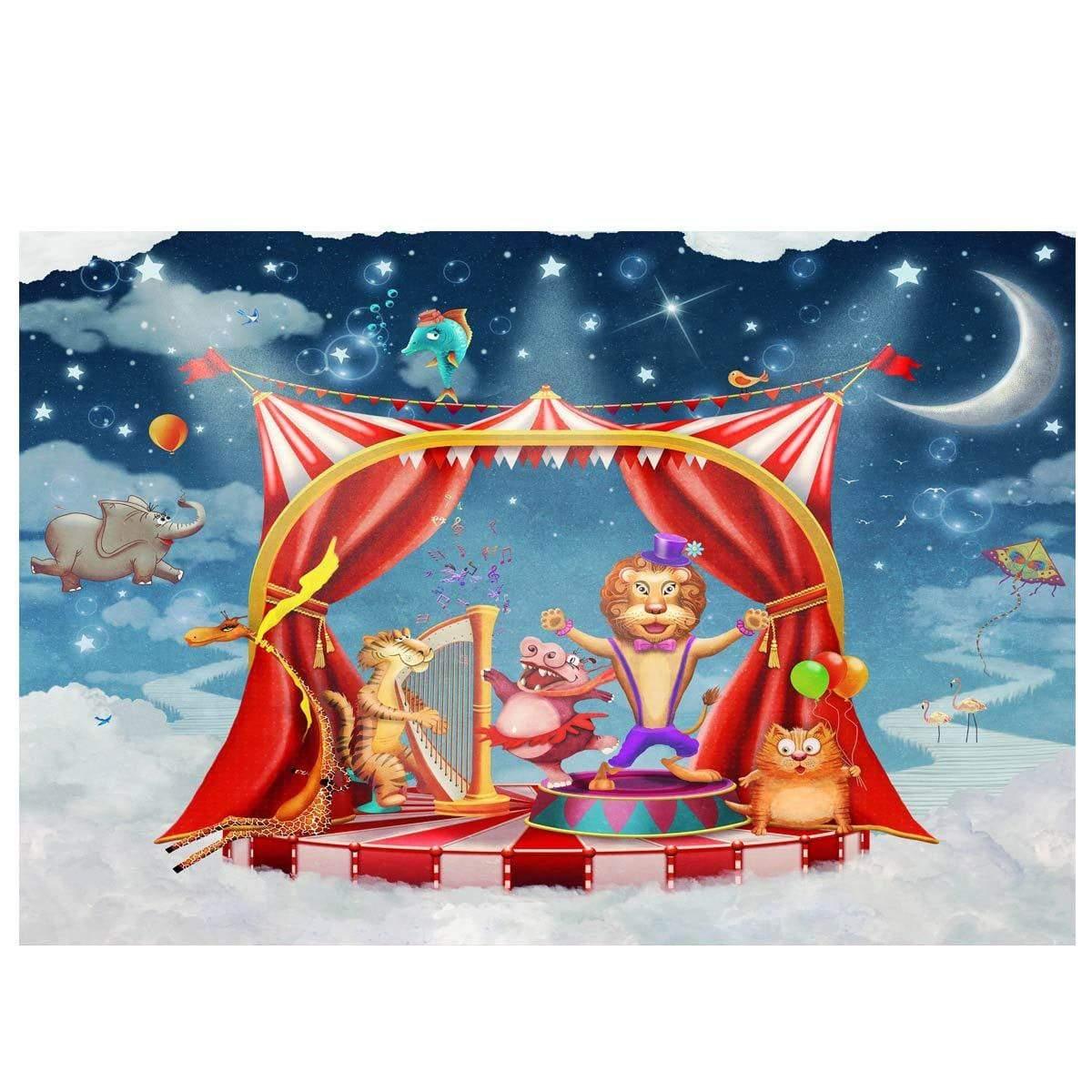 Allenjoy Background Animal Circus Stage Starry Sky Birthday Party Backdrop Photo Studio - Allenjoystudio