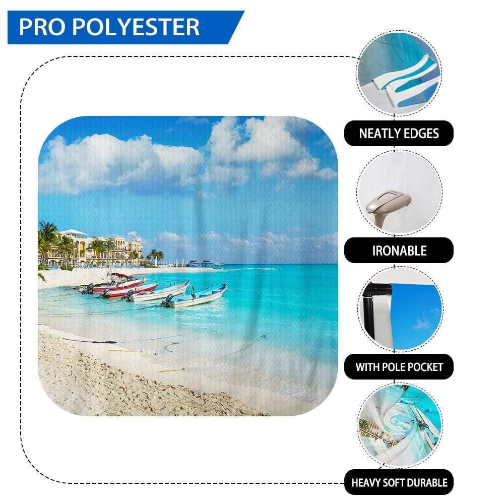 Allenjoy Blue Sea Beach Summer City Backdrop - Allenjoystudio