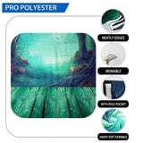 Allenjoy Halloween Night Moon Foggy Forest Wood Floor Green Backdrop - Allenjoystudio