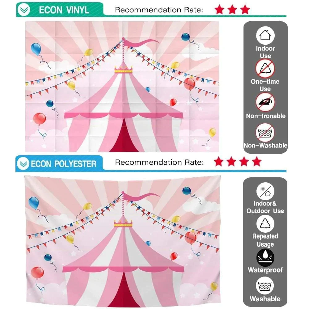 Allenjoy Background Pink Flags Golden Circus Birthday Backdrop Birthday Celebration - Allenjoystudio