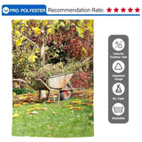 Allenjoy Farm Fallen Leaves Wheelbarrow Grass Backdrop - Allenjoystudio