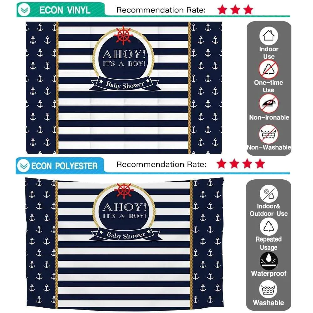 Allenjoy Navy Blue Stripes Anchor Rudder Communion Backdrop - Allenjoystudio