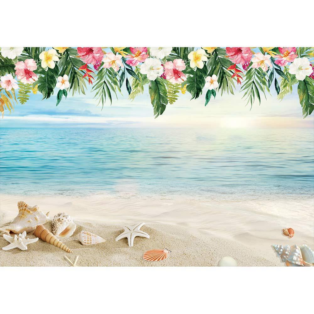 Allenjoy Summer Seaside Sand Beach Starfish Shell  Flower Backdrop - Allenjoystudio