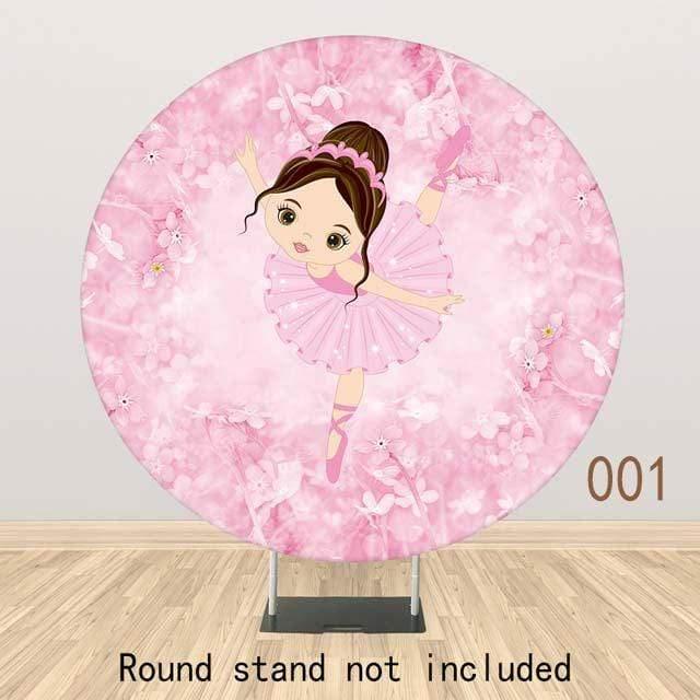 Allenjoy Ballet Shoes Beauty Girl Pink Round Backdrop - Allenjoystudio