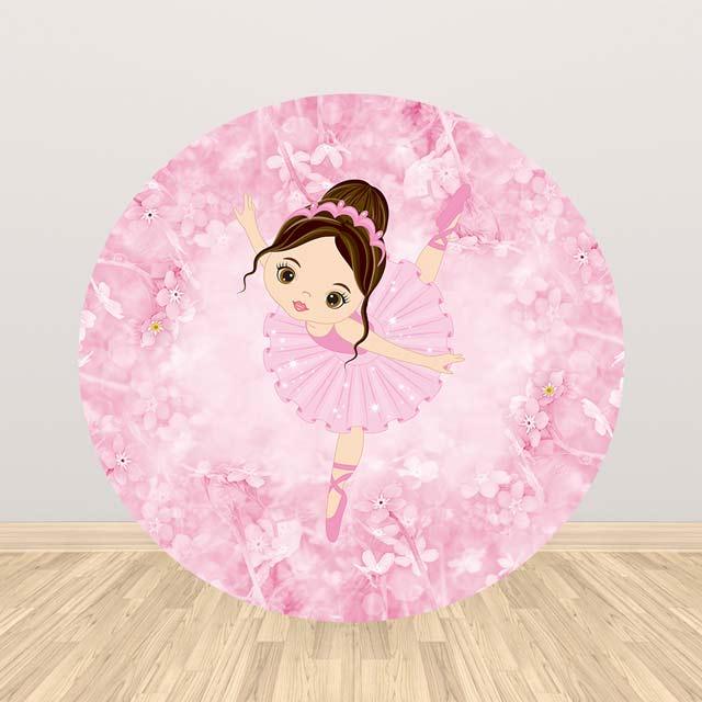 Allenjoy Ballet Shoes Beauty Girl Pink Round Backdrop - Allenjoystudio
