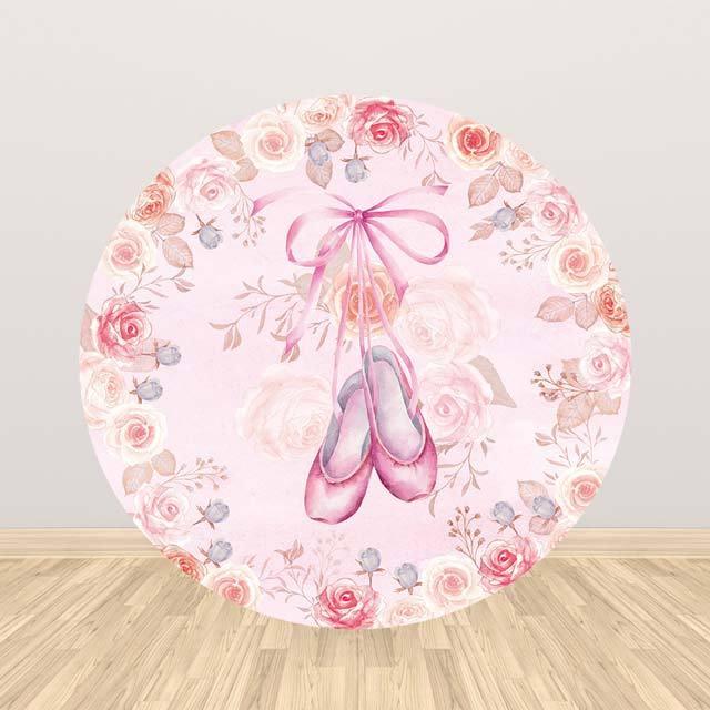 Allenjoy Ballet Shoes Beauty Girl Pink Round Backdrop - Allenjoystudio