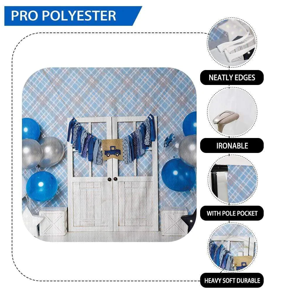 Allenjoy Balloons Blue Boy Birthday  Backdrop Designed by Panida Phillips - Allenjoystudio