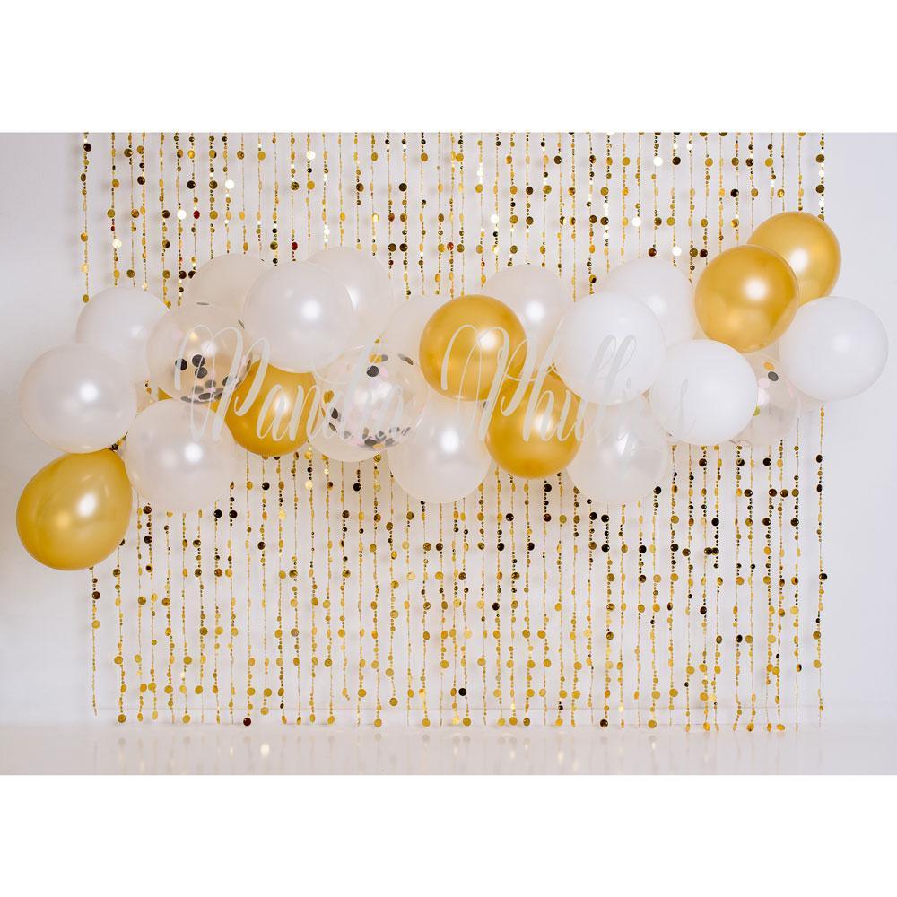 Allenjoy Balloons Gold glitter Backdrop Designed by Panida Phillips - Allenjoystudio