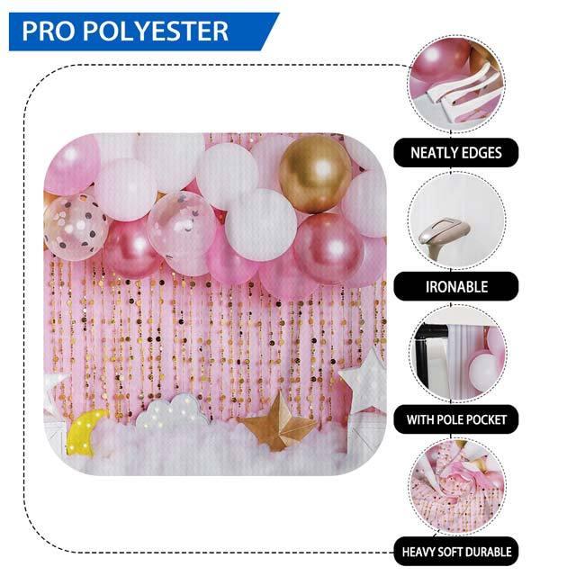 Allenjoy Balloons Gold glitter Pink Birthday Backdrop Designed by Panida Phillips - Allenjoystudio