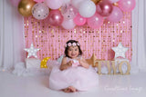 Allenjoy Balloons Gold glitter Pink Birthday Backdrop Designed by Panida Phillips - Allenjoystudio