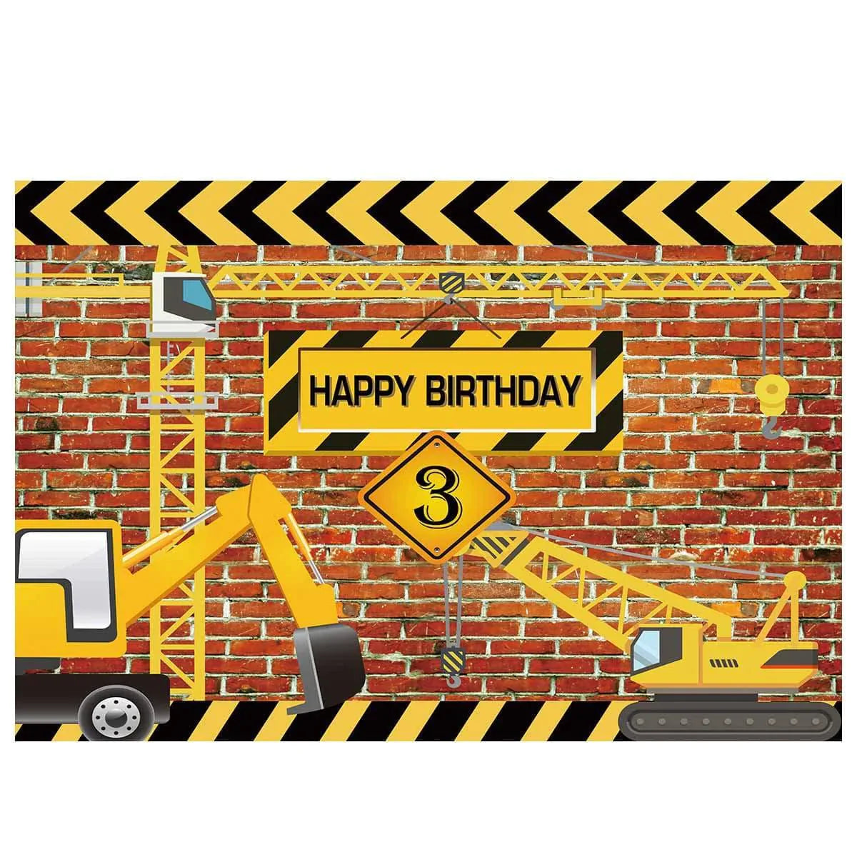 Allenjoy Bricks Wall Excavator Background for Boys - Allenjoystudio
