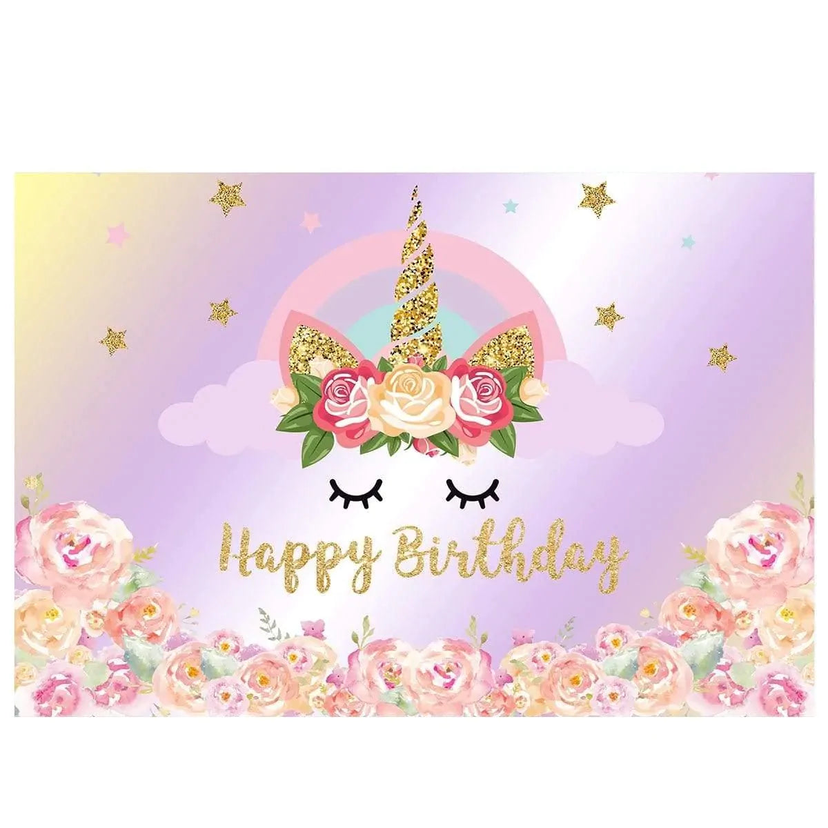 Allenjoy Unicorn Rainbow Pink Golden Backdrop for Girls - Allenjoystudio