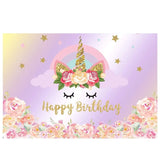 Allenjoy Unicorn Rainbow Pink Golden Backdrop for Girls