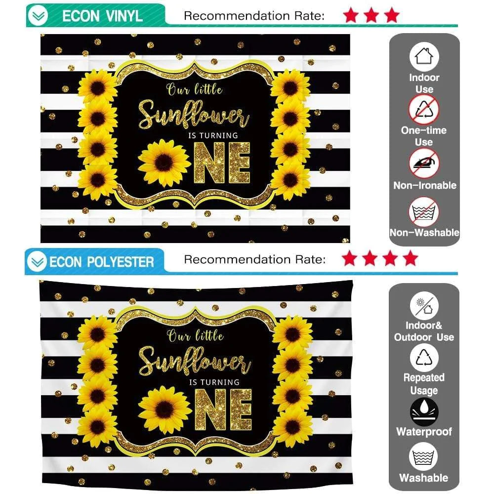 Allenjoy Black and White Stripes Sunflower Backdrop for 1st Birthday - Allenjoystudio