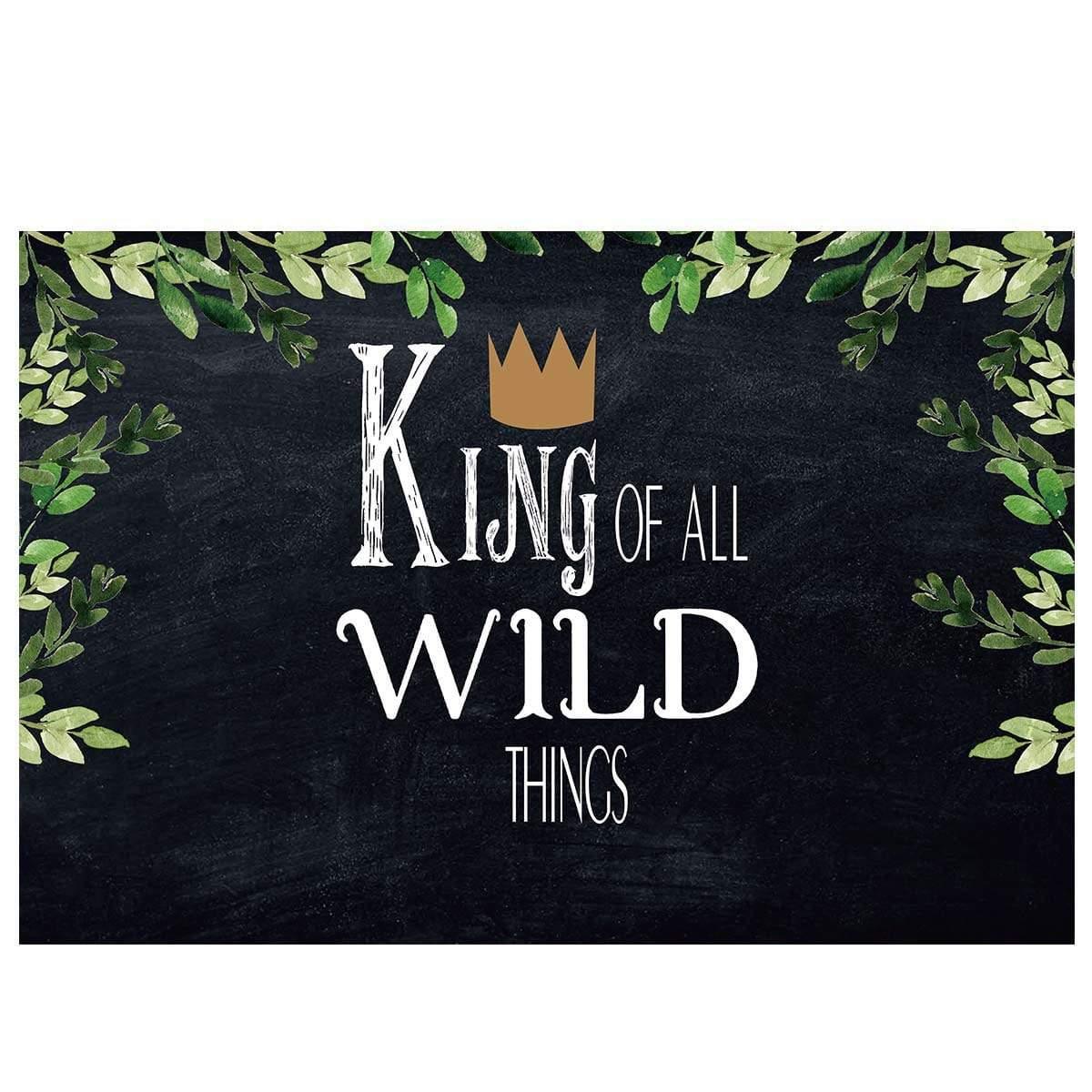 Allenjoy Green leaves and King Crown Black Backdrop - Allenjoystudio