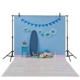 Allenjoy Blue Backdrop Pinwheel Star Flags Banner Backdround for Boys Birthday Party - Allenjoystudio
