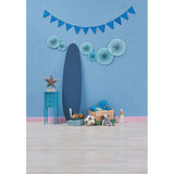 Allenjoy Blue Backdrop Pinwheel Star Flags Banner Backdround for Boys Birthday Party - Allenjoystudio